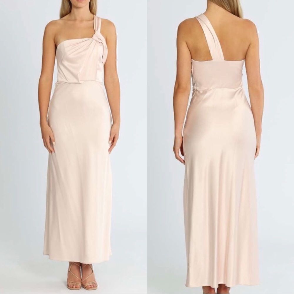 SIGNIFICANT OTHER NWT Macy Draped One Shoulder Satin Dress in Blush Pink SIZE 4